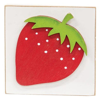 💙 Summer Strawberry Mini Square Block Sign