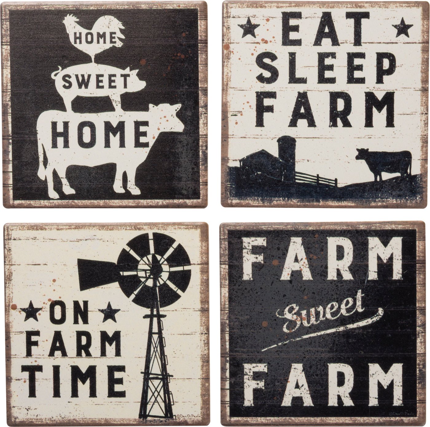 💙 Set of 4 Farm Sweet Farm Coaster Set
