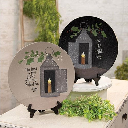 💙 Set of 2 Inspirational Winter Lantern Decorative Plates
