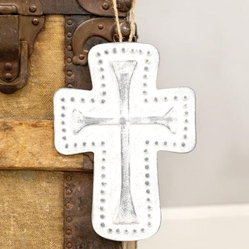💙 Distressed Metal Cross Dotted Ornament