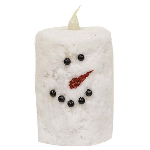 Snowman Votive Timer Pillar Candle 2" x 3"