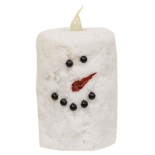 💙 Snowman Votive Timer Pillar Candle 2" x 3"