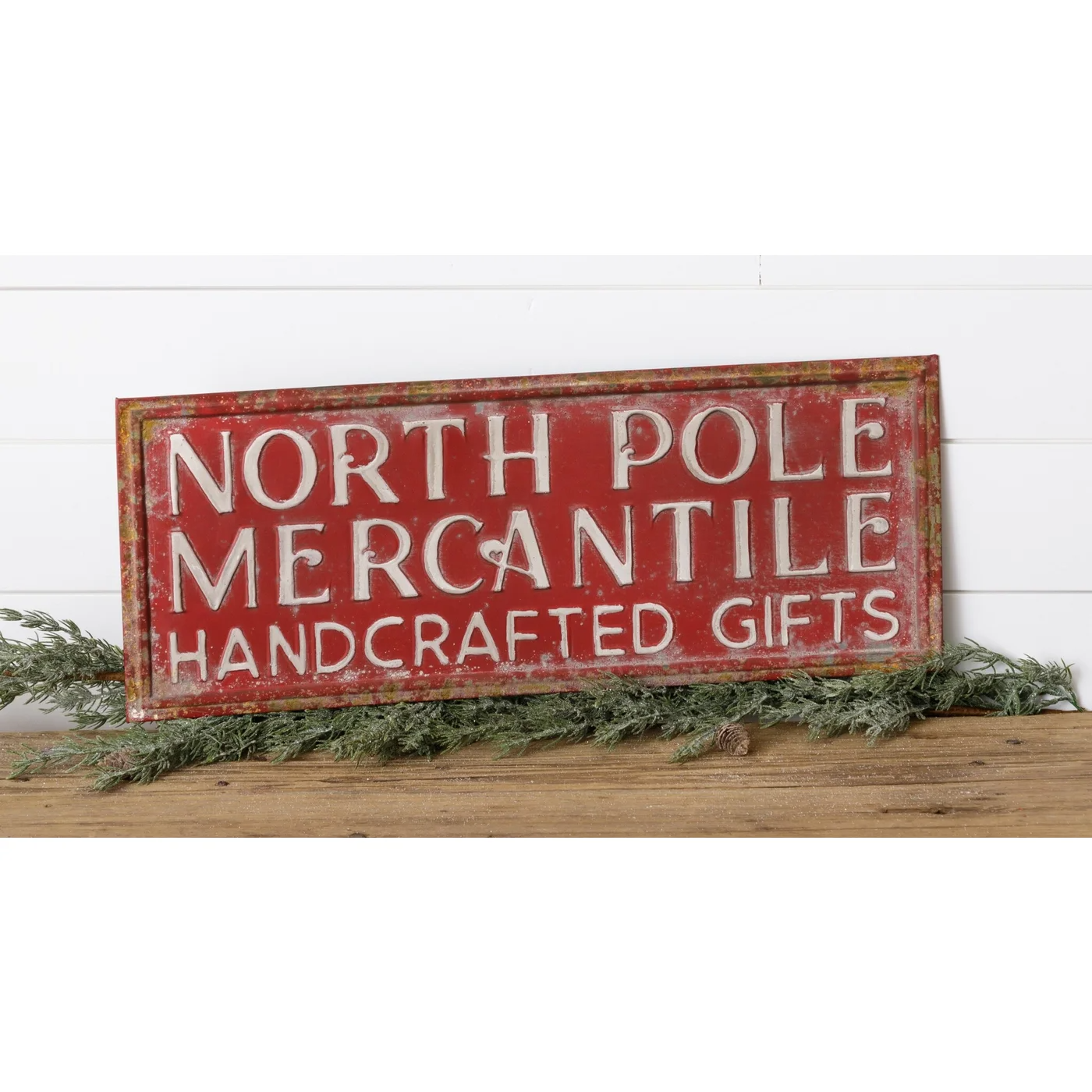 North Pole Mercantile Handcrafted Gifts 24" Embossed Sign