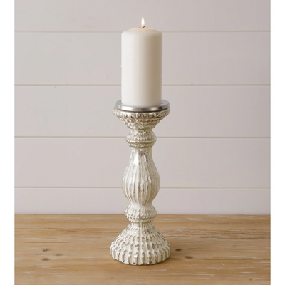 Frosted Mercury Glass Candle Pillar 12" H