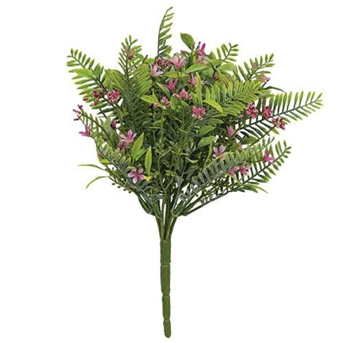 💙 Pink Fernshot Blooms 12" Faux Floral Bush
