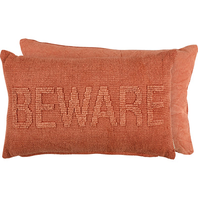 Beware 19" Knobby Halloween Throw Pillow