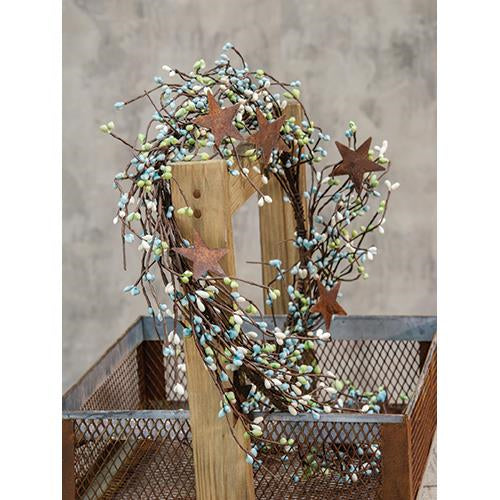 Seabreeze Pip Berry 40" Garland With Stars