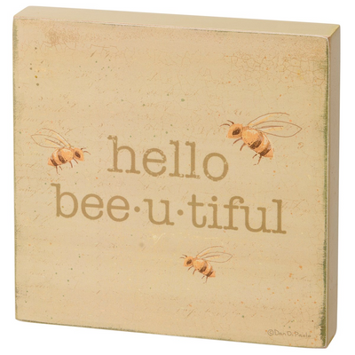 Set of 3 Beeutiful Bee and Flowers Block Signs