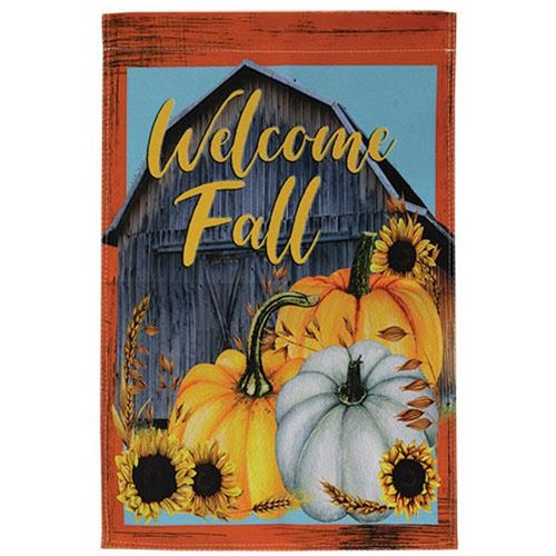 💙 Welcome Fall Barn Pumpkins & Sunflowers Garden Flag
