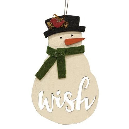 Snowman Wish Wooden Ornament