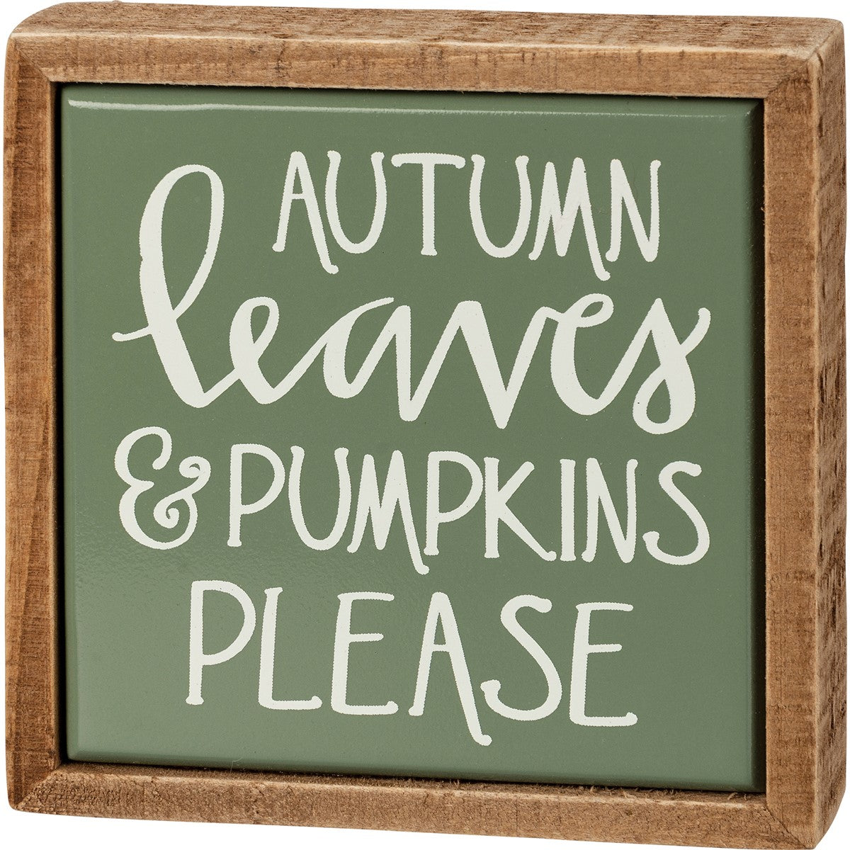 Autumn Leaves & Pumpkins Please Mini Block Sign