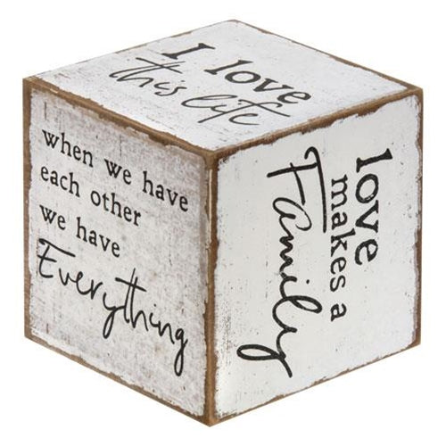 Family Sentiments Small Decorative Wooden Cube