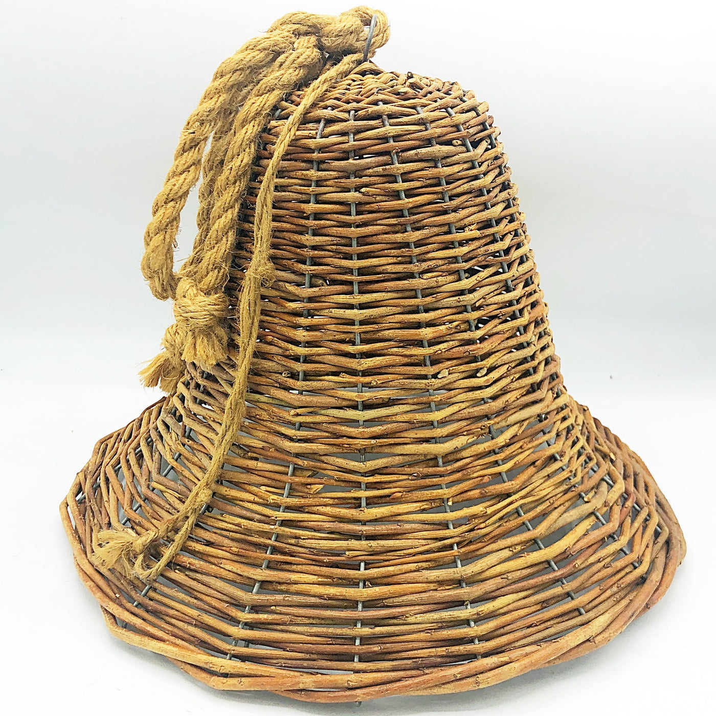 Bell Shaped Willow 9" Basket With Jute Rope Hanger