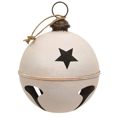 Distressed Cream Metal Large Jingle Bell 10"