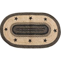 💙 Primitive Braided Black Star Jute Rug 27