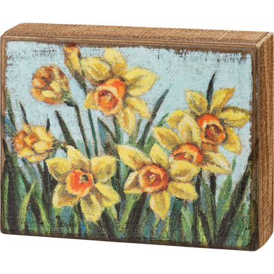 💙 Daffodils Illustration Wooden Box Sign