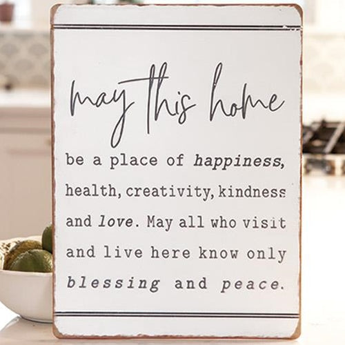 💙 May This Home Be a Place of Happiness Metal Sign