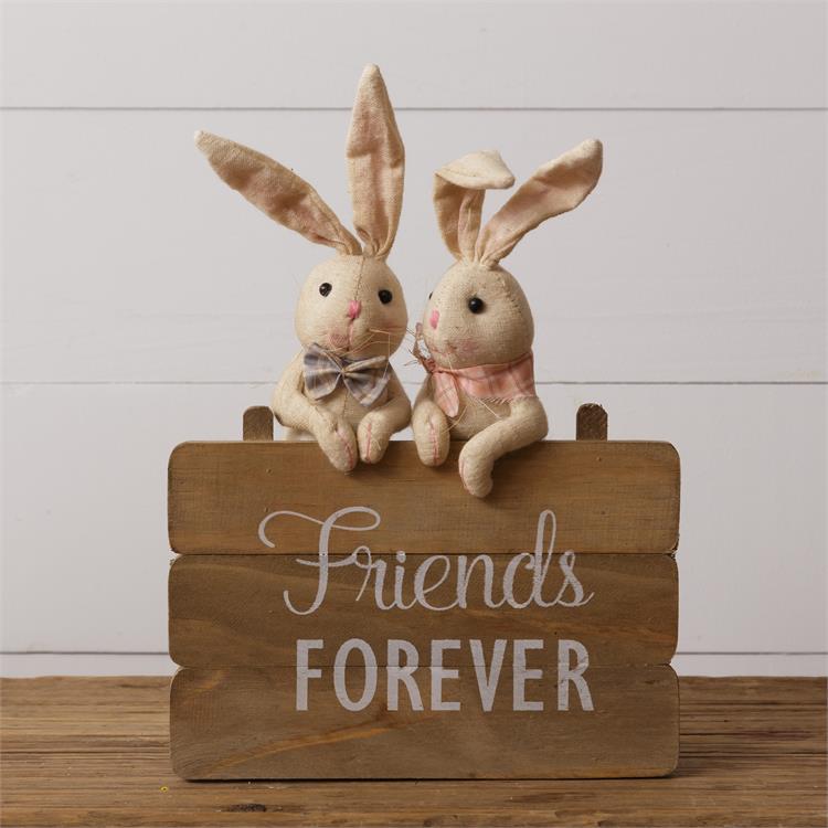 Friends Forever Cloth Bunnies with Sign