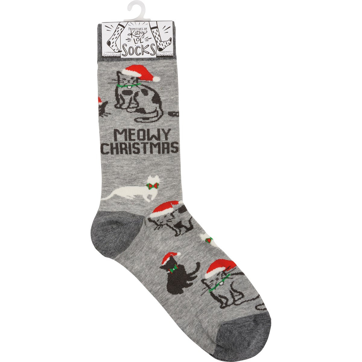 Meowy Christmas Santa Hats Unisex Fun Socks