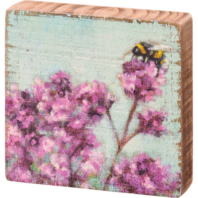 Busy Bee on Red Clover Small Block Sign
