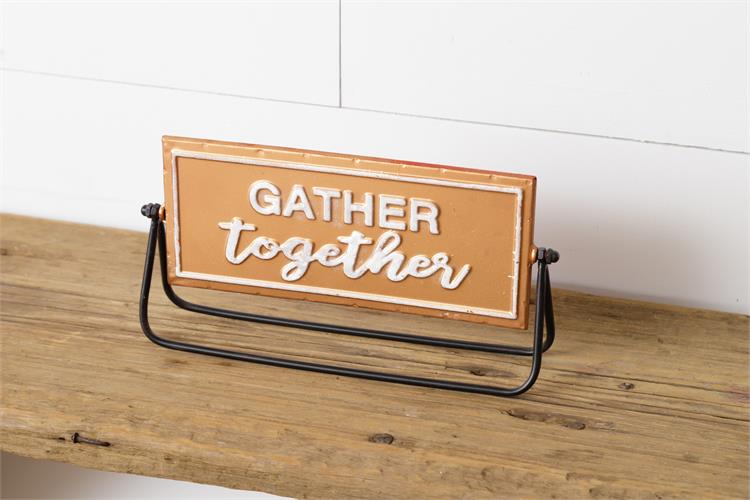 Two-Sided Metal Sign - Merry Christmas & Gather Together
