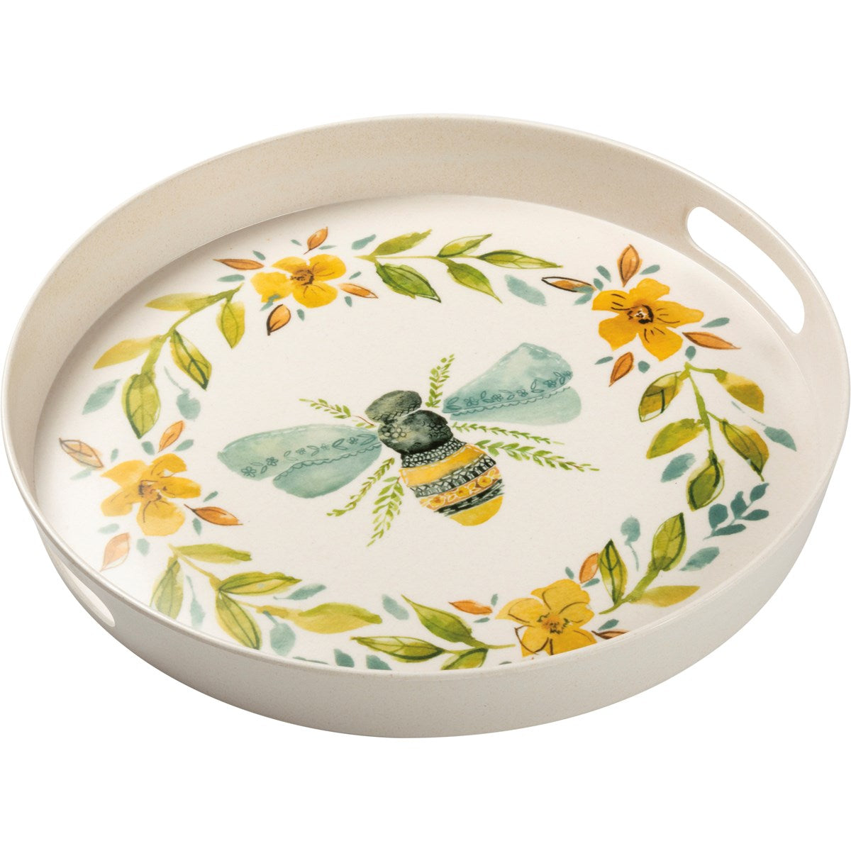 Set of 2 Bee Home Sweet Home Round Melamine Trays