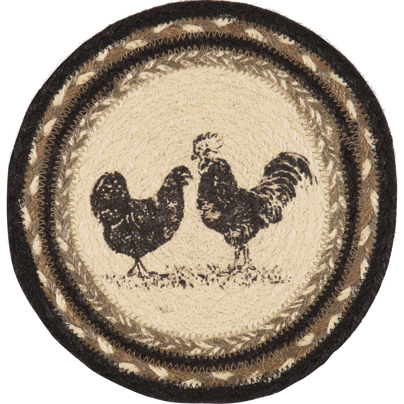 Sawyer Mill Charcoal Poultry Jute Trivet 8" Diameter