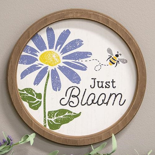 Just Bloom Daisy and Bee 11" Circle Framed Sign