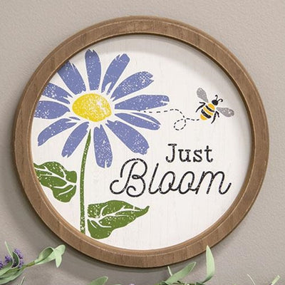 💙 Just Bloom Daisy and Bee 11" Circle Framed Sign