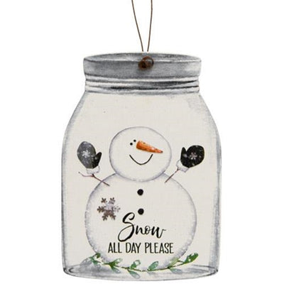 💙 Set of 3 Happy Snowman Mason Jar Ornament