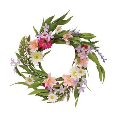 Spring Festival Flower & Herb 10" Small Faux Wreath Ring