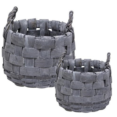 💙 Set of 2 Grey Gathering Baskets with Rope Handles