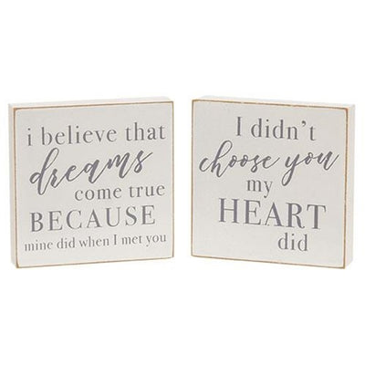 Set of 2 I Didn't Choose You My Heart Did Square Blocks