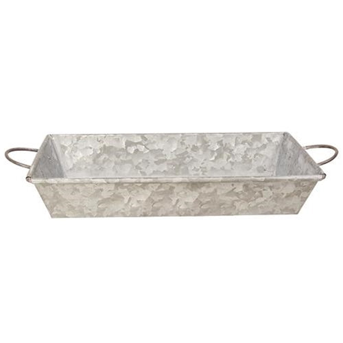 Galvanized Metal Tray with Handles