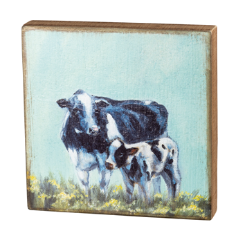 Cow And Calf 10" Wooden Box Sign