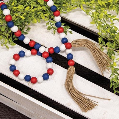 Americana 50" Bead Garland Red White and Blue