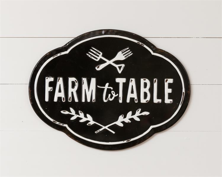 Farm To Table Distressed Metal Sign