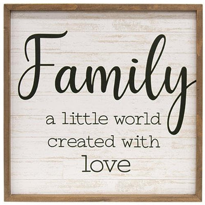 Family A Little World Created With Love 19" Framed Sign