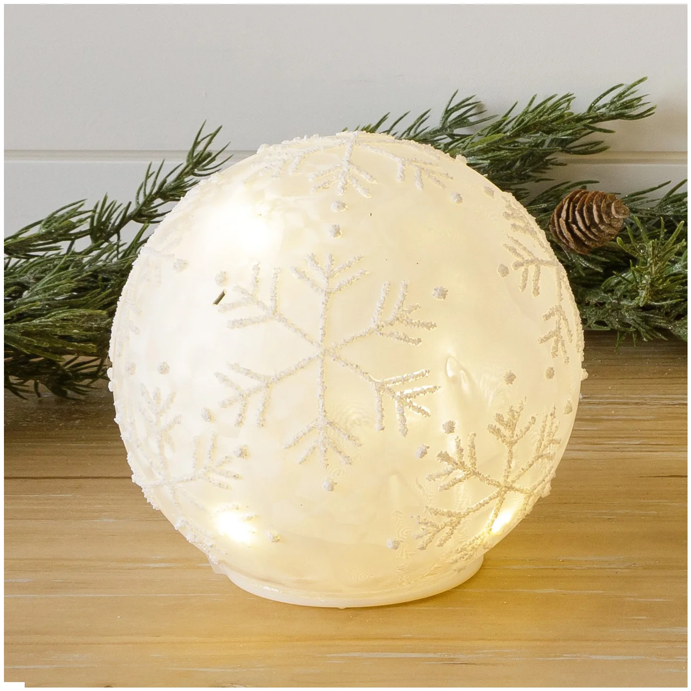 Snowflakes 6.5" Lighted Glass Ball Decoration
