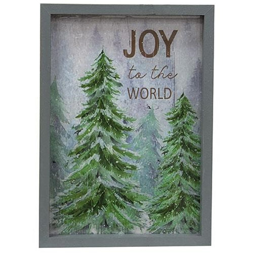 Joy to the World Winter Forest Framed Sign