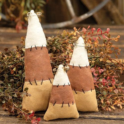 Set of 3 Primitive Stuffed Candy Corn Ornaments