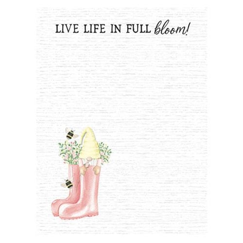 Live Life in Full Bloom Mini Notepad Gnome in Rain Boots with Bees