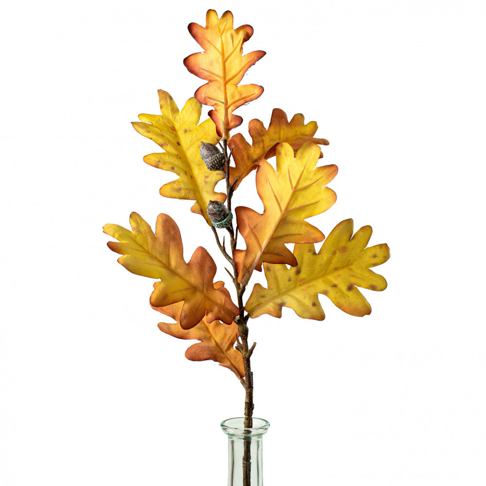 Fall Golden Oak Leaves & Acorn 25" L Faux Spray