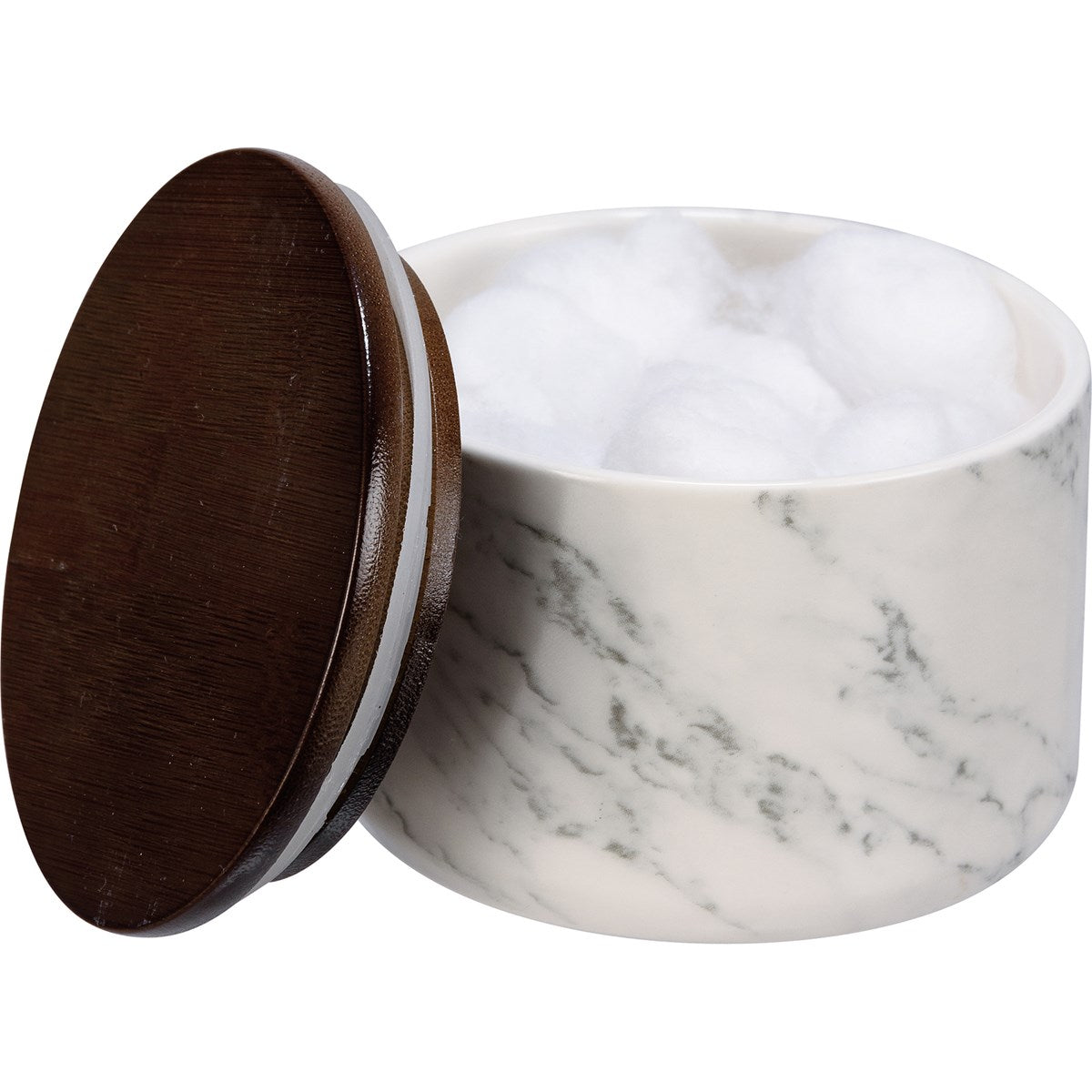 Marbled Stoneware Bathroom Canister With Lid
