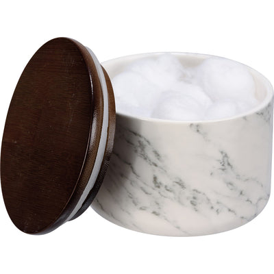 Marbled Stoneware Bathroom Canister With Lid