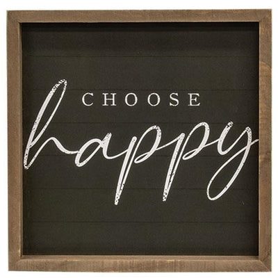 Set of 2 Choose Happy Live Joyfully Chalkboard Look Framed Signs