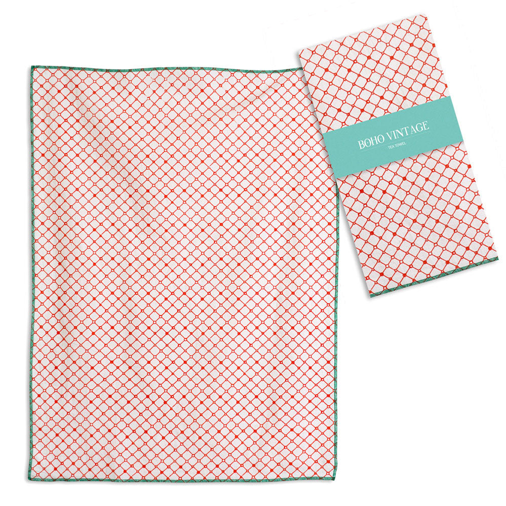 Coralee Red and Green Tea Towel