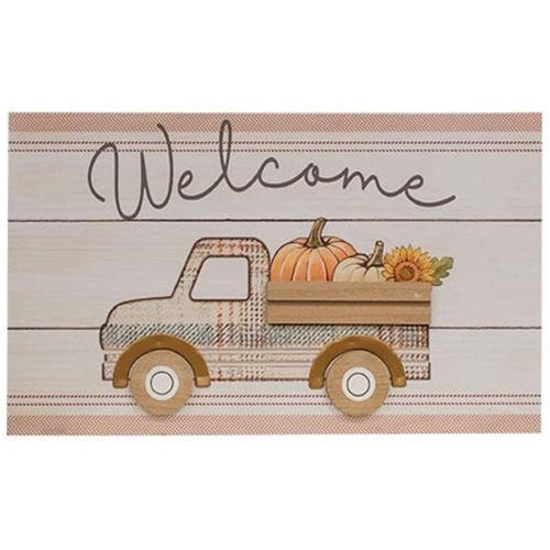 Welcome Pumpkin Truck 24" Fall Wood Sign