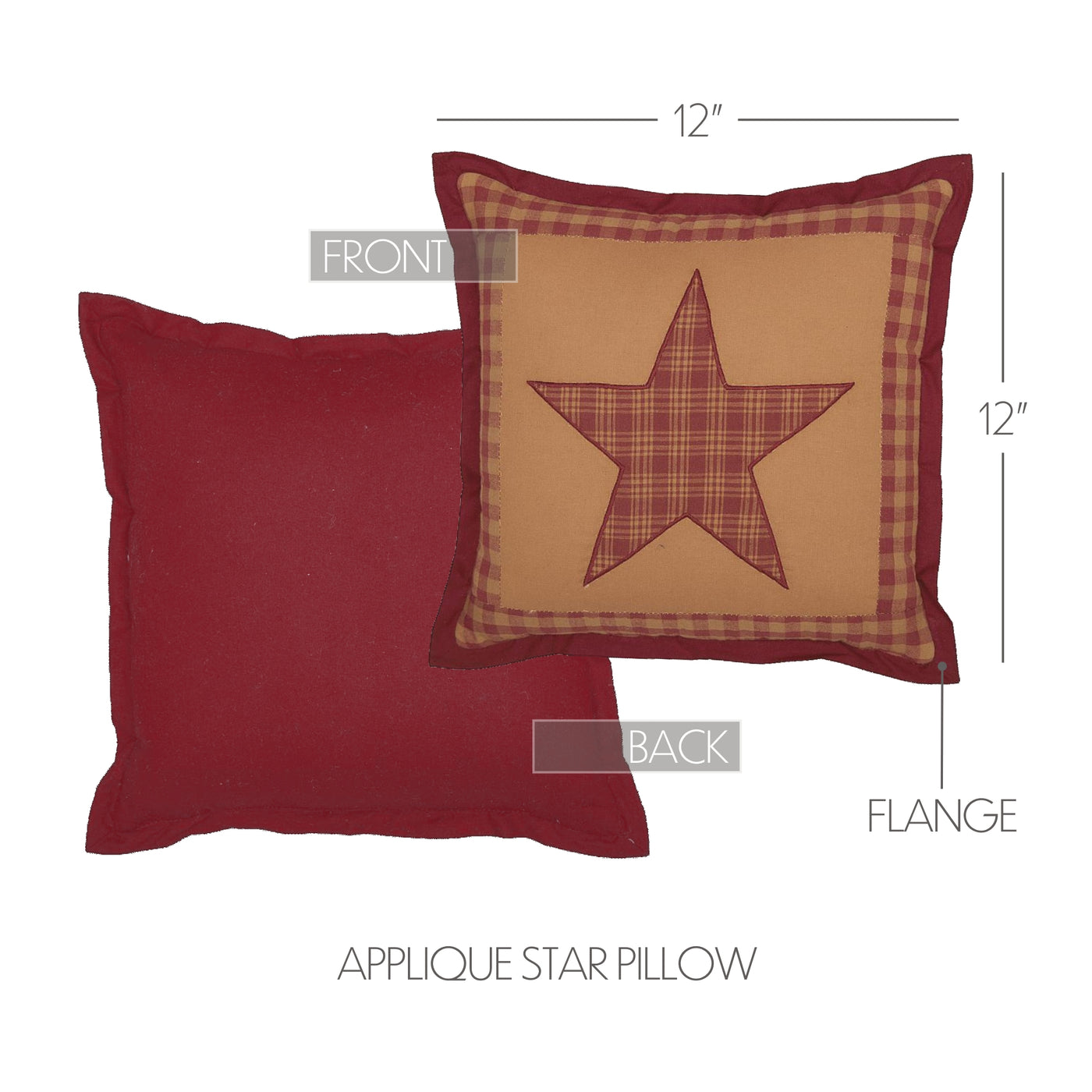 Ninepatch Star Quilted 12" Throw Pillow