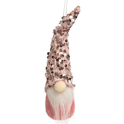 Gnome with Pink Sequin Hat Ornament